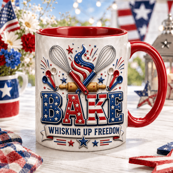 Baking Mug Patriotic Baker Gift for Fourth of July Coffee Lovers and Home Bakers