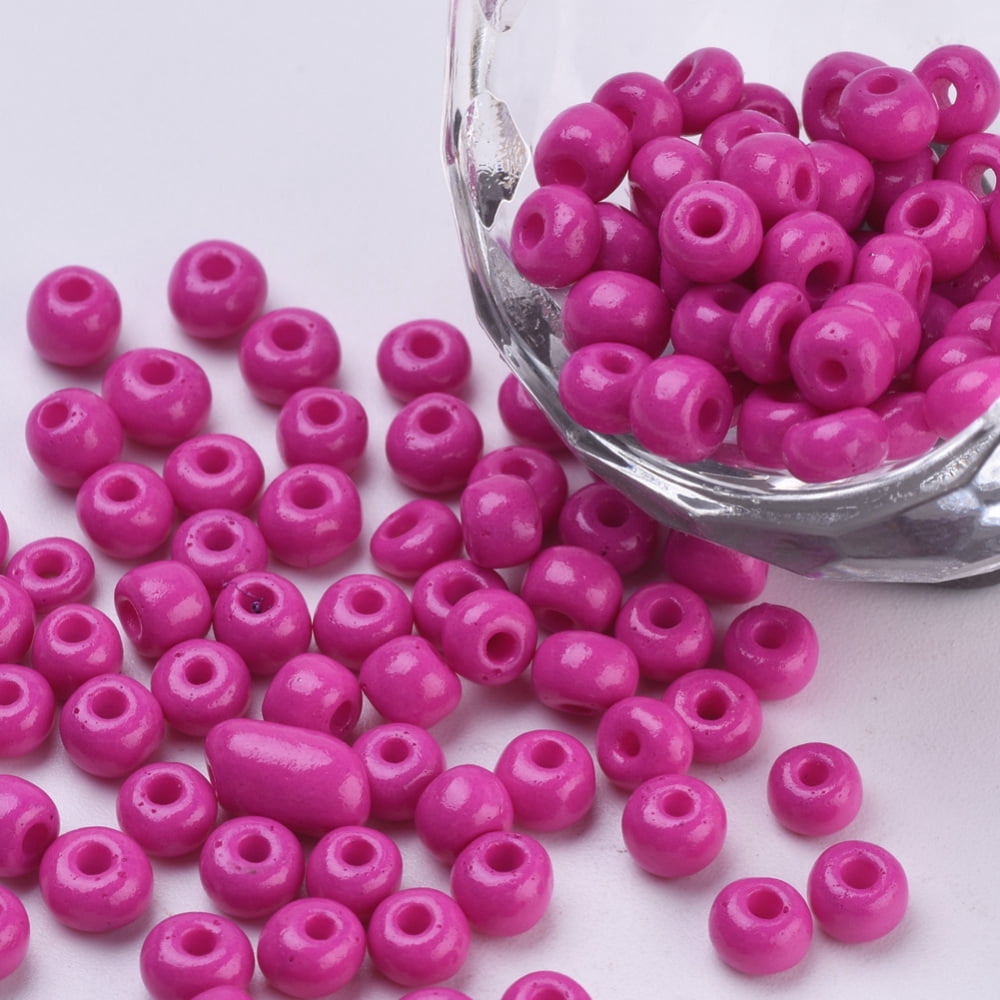 Baking Paint 6/0 Glass Seed Beads Round Medium Violet Red 4-4.5x3mm Hole: 1-1.2mm 4500pcs/bag 450g/bag