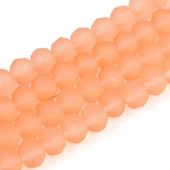 Baking Paint Frosted Glass Beads Strands Rondelle Faceted(32 Faceted) Light Coral 6~6.5x5mm Hole: 1.2mm 80~85pcs/strand 38~40cm