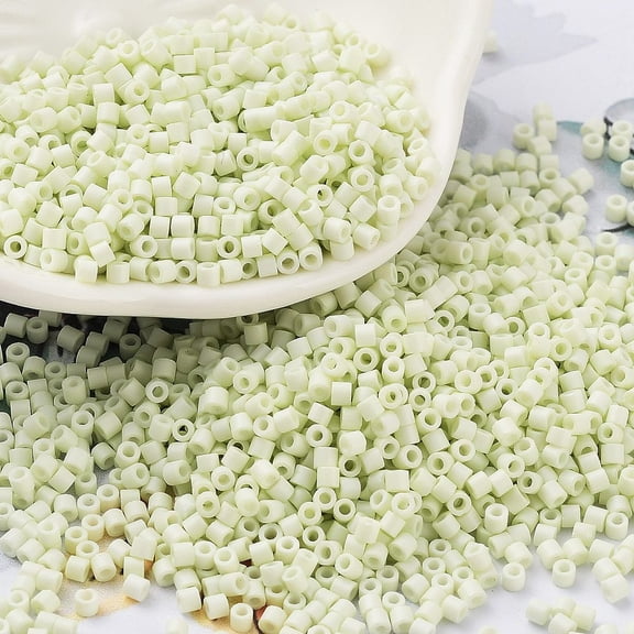 Baking Paint Glass Seed Beads Cylinder Mint Cream 2x1.5mm Hole: 1mm about 5599pcs/50g