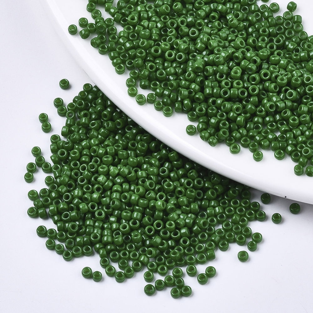 Baking Paint Glass Seed Beads Fit for Machine Eembroidery Round Green 2.5x1.5mm Hole: 1mm about 20000pcs/bag