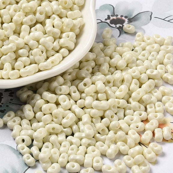 Baking Paint Glass Seed Beads Peanut Beige 5.5~6x3~3.5x3mm Hole: 1~1.2mm about 4000pcs/pound
