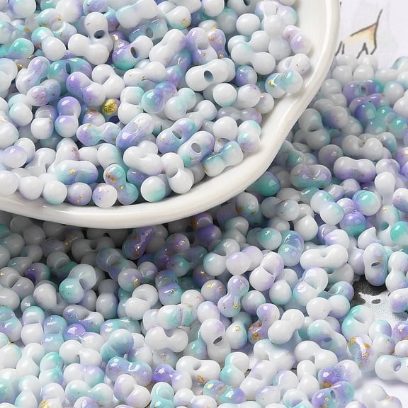 Baking Paint Glass Seed Beads Round Hole Peanut Lilac 6~6.5x3~3.5x3~3.5mm Hole: 1~1.2mm 500pcs/50g