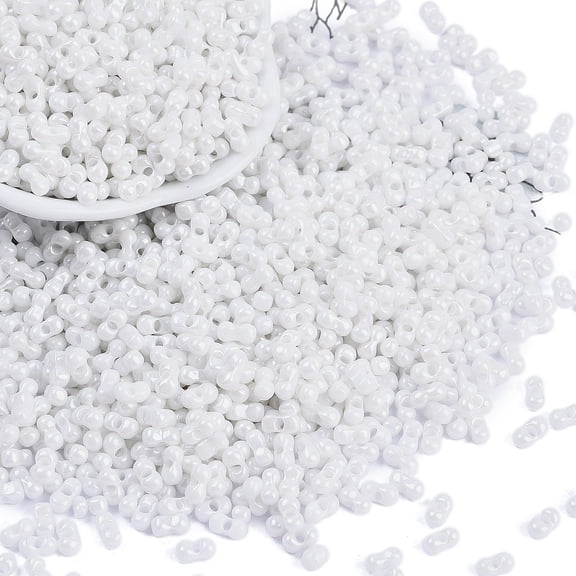 Baking Paint Glass Seed Beads Round Hole Peanut Snow 3.5x6x3.5mm Hole: 0.9mm about 3750pcs/pound