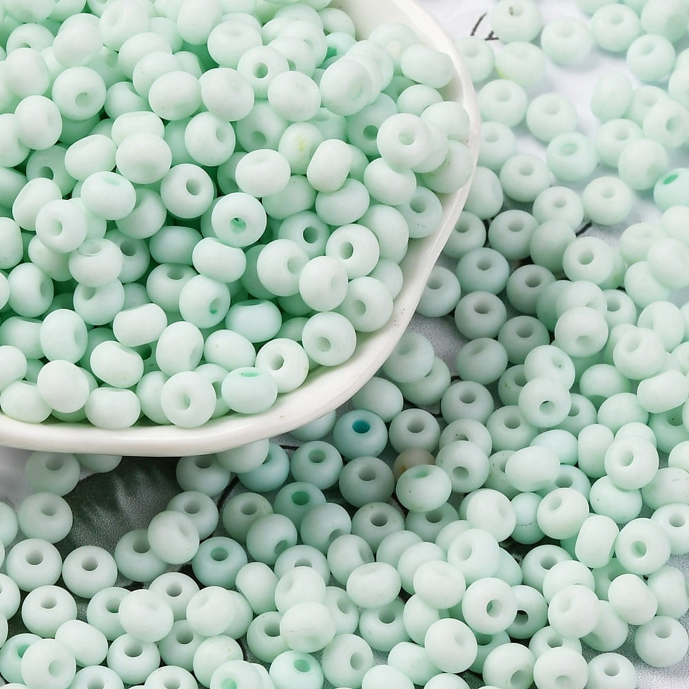 Baking Paint Glass Seed Beads Round Hole Rondelle Grade A Honeydew 5~6x3.5~4mm Hole: 1.6~1.8mm 3000pcs/pound