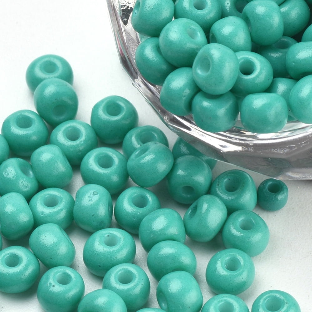 Baking Paint Glass Seed Beads Round Medium Turquoise 4~4.5x3mm Hole: 1~1.2mm about 4500pcs/bag about 450g/bag