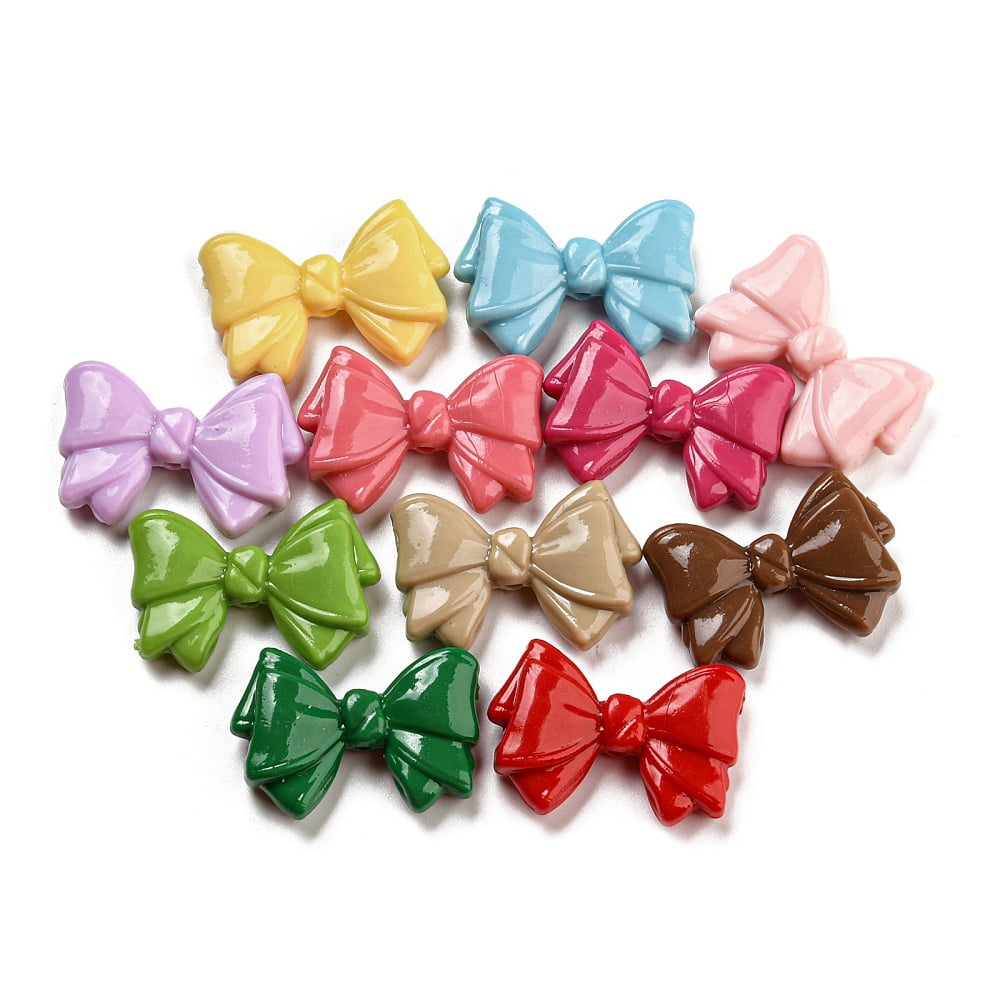 Baking Paint Opaque Acrylic Beads Bowknot Mixed color 21x29~29.5x6.5mm Hole: 2mm 500gs