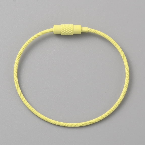 Baking Paint Stainless Steel Cable Wire Keychain with Screw Clasps Champagne Yellow 15.2x0.15cm Stainless Steel