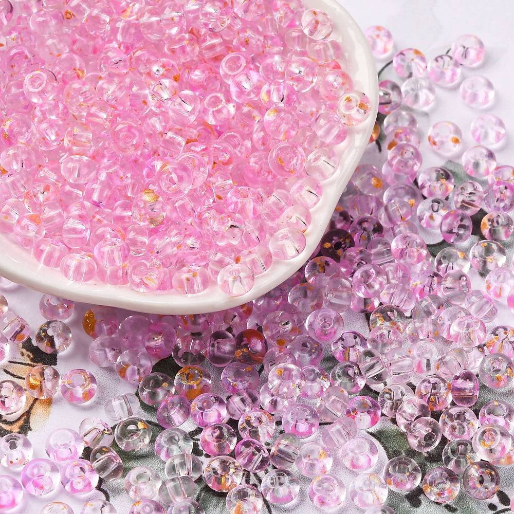 Baking Paint Transparent Colours Glass Round Beads Round Hole Pearl Pink 5.5x3mm Hole: 1.8mm about 2500pcs/pound