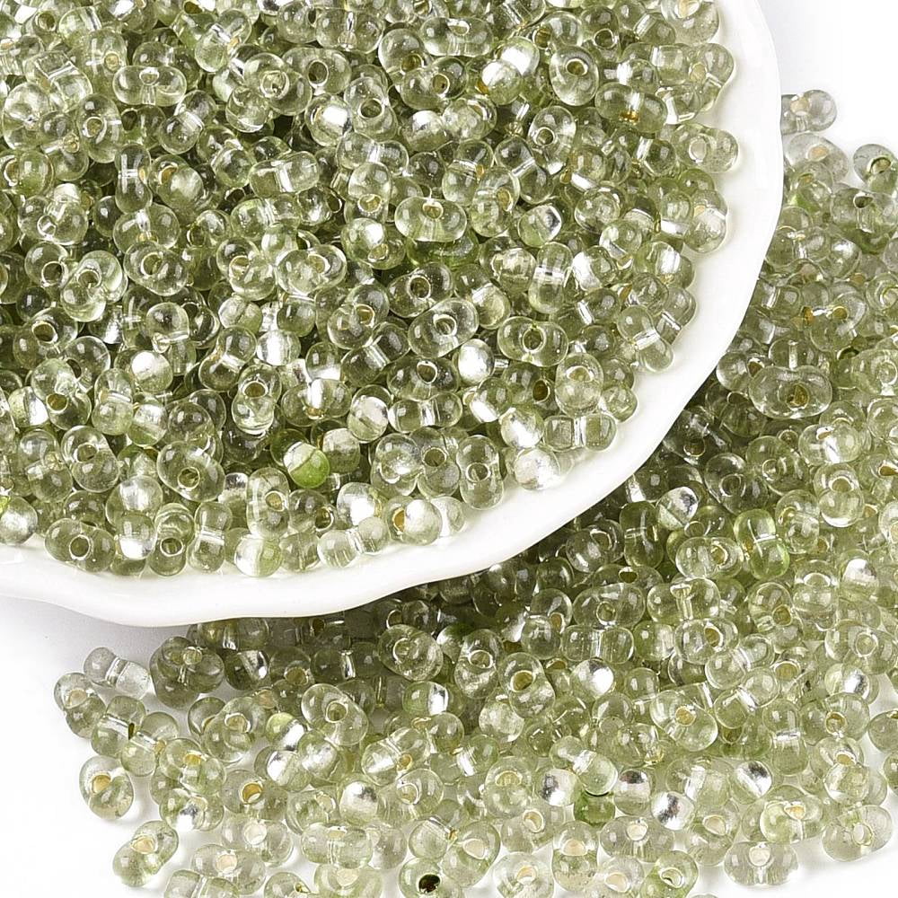 Baking Paint Transparent Glass Seed Beads Silver Lined Peanut Dark Sea Green 5.5~6.5x3.5~4x3~3.5mm Hole: 1.2~1.4mm 4500pcs/pound