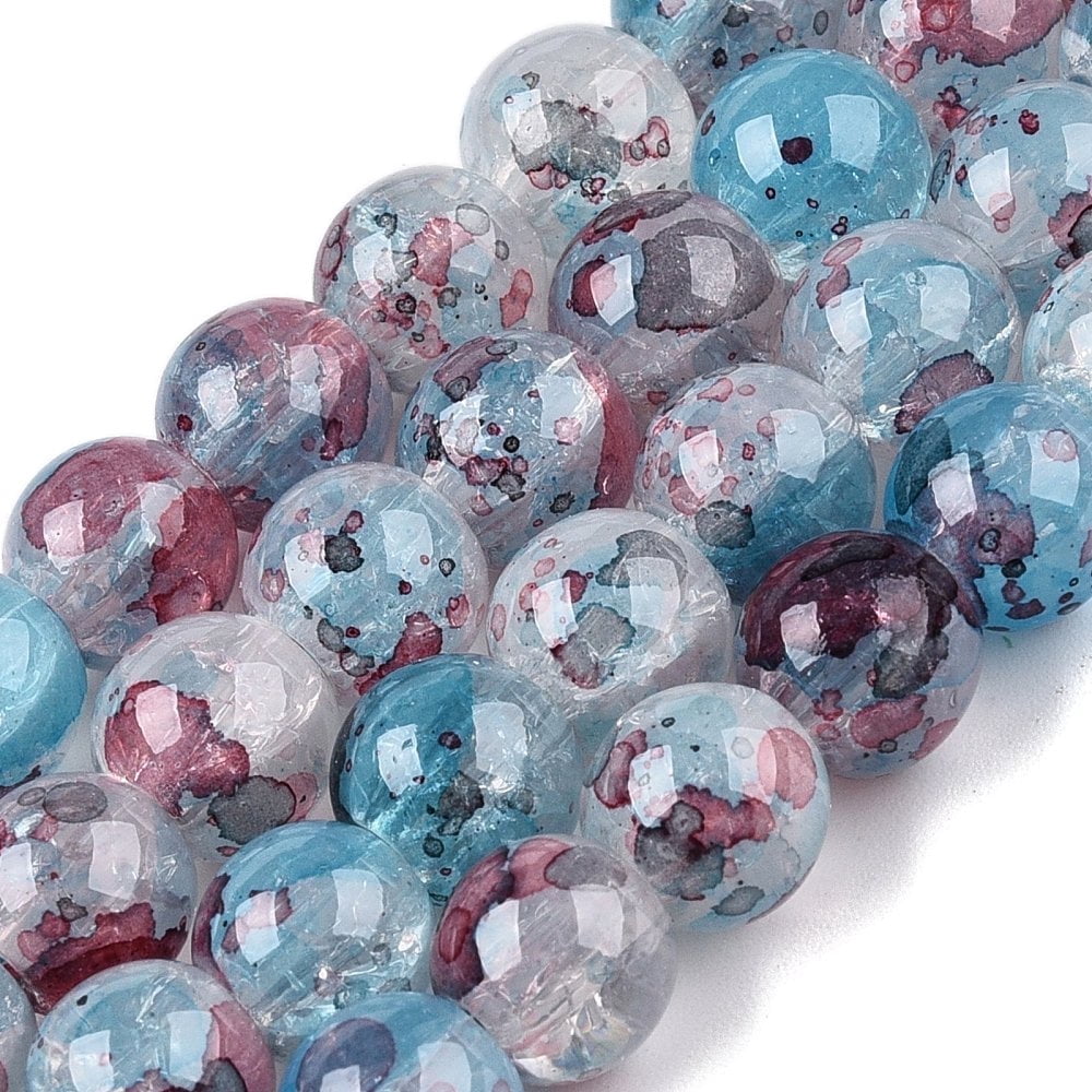 Baking Painted Glass Bead Strands Round Deep Sky Blue 8mm Hole: 1.2mm about 103pcs/strand 30.08~30.7''(76.4~78cm)