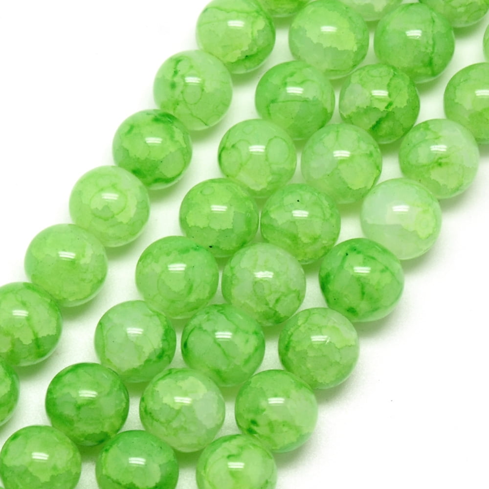Baking Painted Crackle Glass Bead Strands Round Lawn Green 6mm Hole: 1.3~1.6mm about 133pcs/strand 31.4 inch