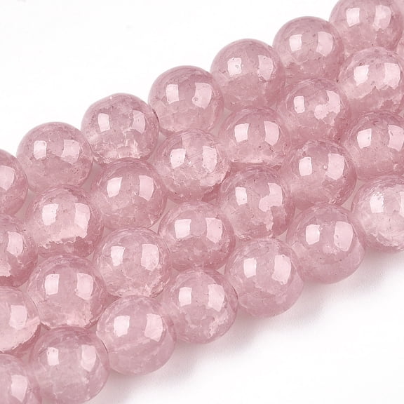 Baking Painted Crackle Glass Beads Strands Round Flamingo 8mm Hole: 1.3~1.6mm about 100pcs/strand 31.4 inch