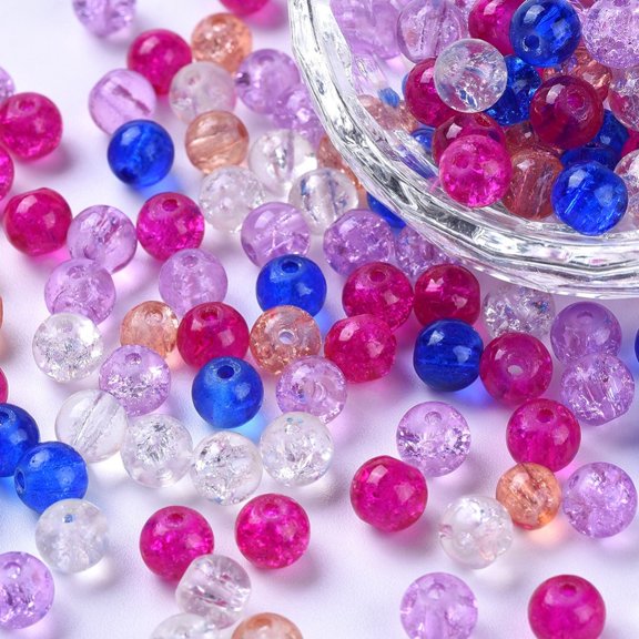 Baking Painted Glass Beads Lavender Garden Mix Round Mixed Color 6~6.5x5.5~6mm Hole: 1mm about 200pcs/bag