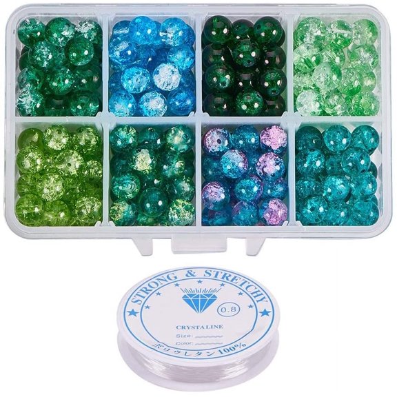 Baking Painted Glass Beads Round Mixed Color 8mm Hole: 1.3~1.6mm 30pcs/compartments 240pcs/box