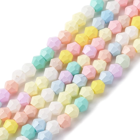 Baking Painted Glass Beads Strands Cone Dyed & Heated Faceted Mixed color 4.5x3.5~4mm Hole: 1.2mm about 109~112pcs/strand 15.63''~15.91''(39.7~40.4cm)