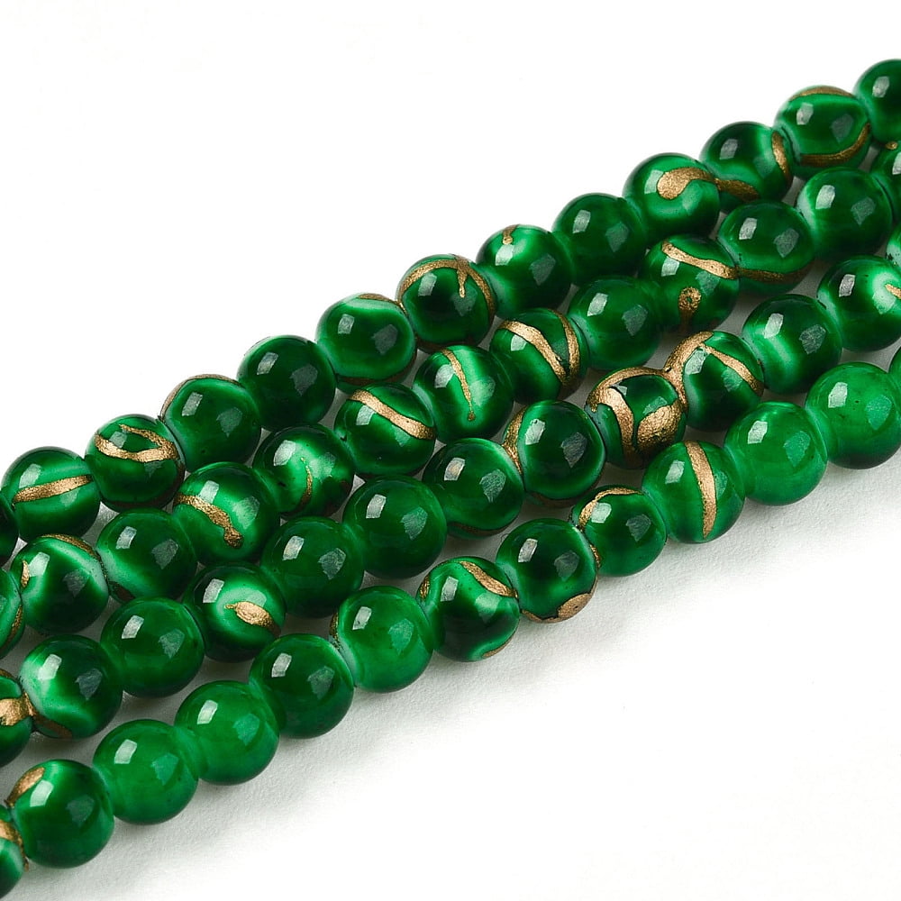 Baking Painted Glass Beads Strands Round Drawbench Style Green 4~4.5mm Hole: 0.8mm about 201~209pcs/strand 31.10~32.28 inch(79~82cm) DIY