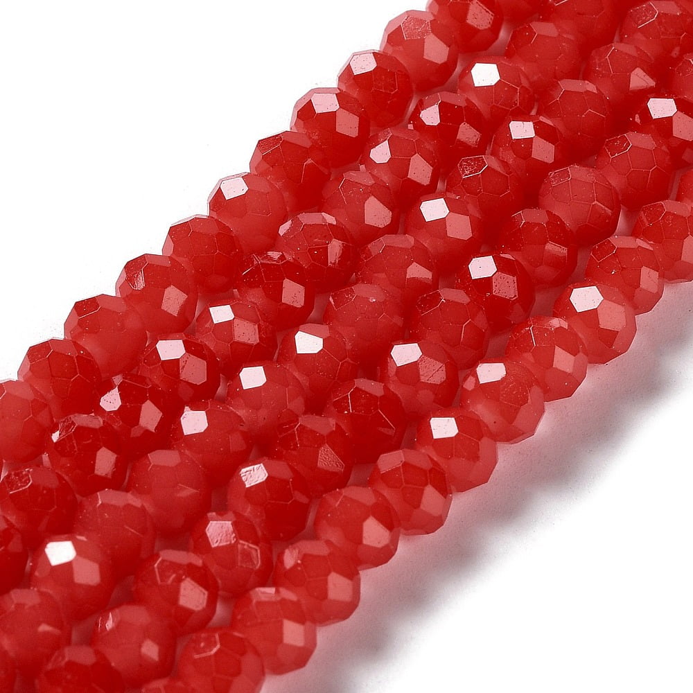 Baking Painted Imitation Jade Glass Bead Strands Faceted Rondelle FireBrick 8x6mm Hole: 1mm about 63~65pcs/strand 39~40cm