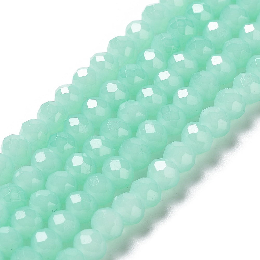Baking Painted Imitation Jade Glass Bead Strands Faceted Rondelle Pale Turquoise 8x6mm Hole: 1mm about 63~65pcs/strand 39~40cm