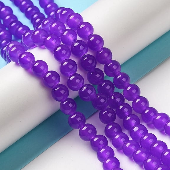 Baking Painted Imitation Jade Glass Round Bead Strands Dark Violet 8.5~9mm Hole: 1.5mm about 100~105pcs/strand 31.8 inch 20Strand