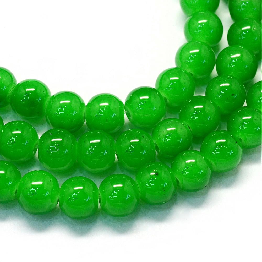 Baking Painted Imitation Jade Glass Round Bead Strands Green 6.5mm Hole: 1.5mm 135~140pcs/strand 31.8 inch