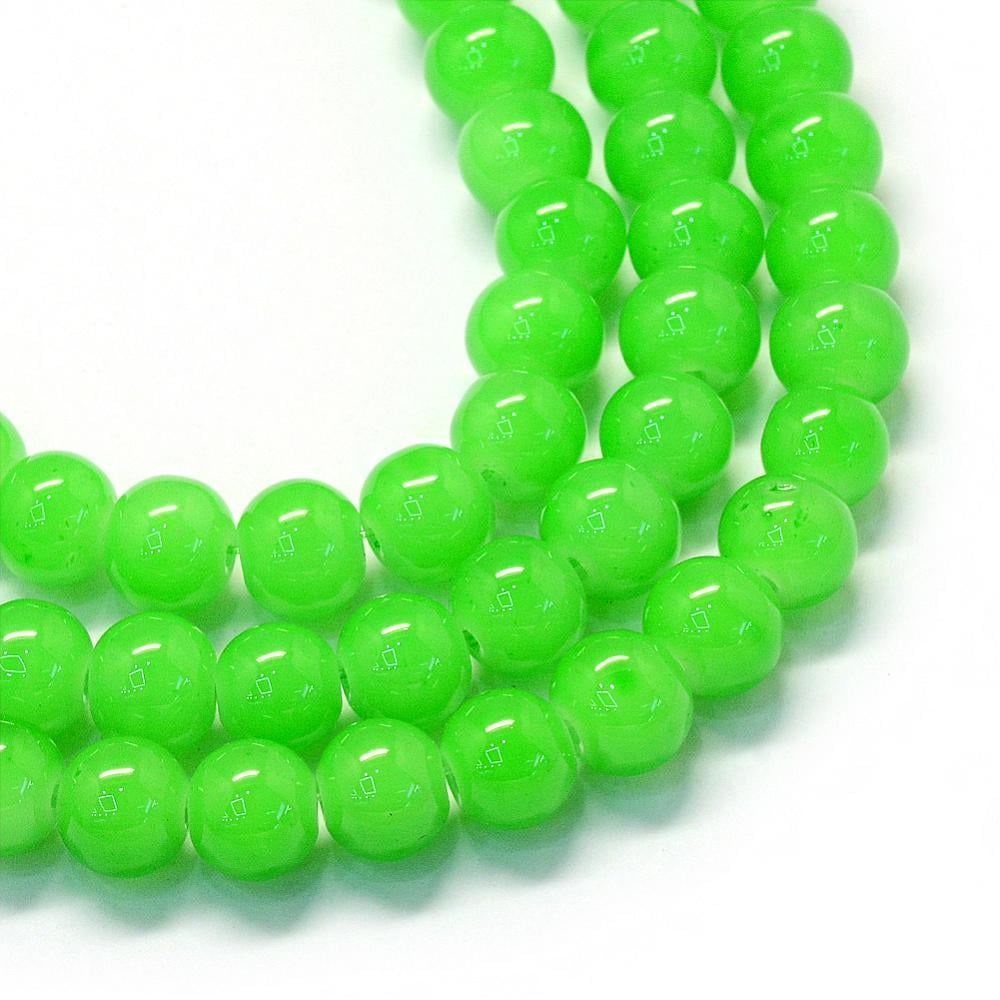 Baking Painted Imitation Jade Glass Round Bead Strands Lime Green 10~10.5mm Hole: 1.5mm 80~85pcs/strand 31.4 inch