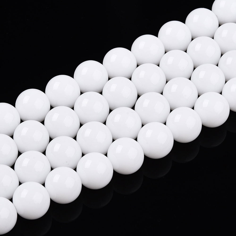 Baking Painted Opaque Glass Beads Strands Round White 10mm Hole: 1mm about 40pcs/strand 15.16''(38.5cm)