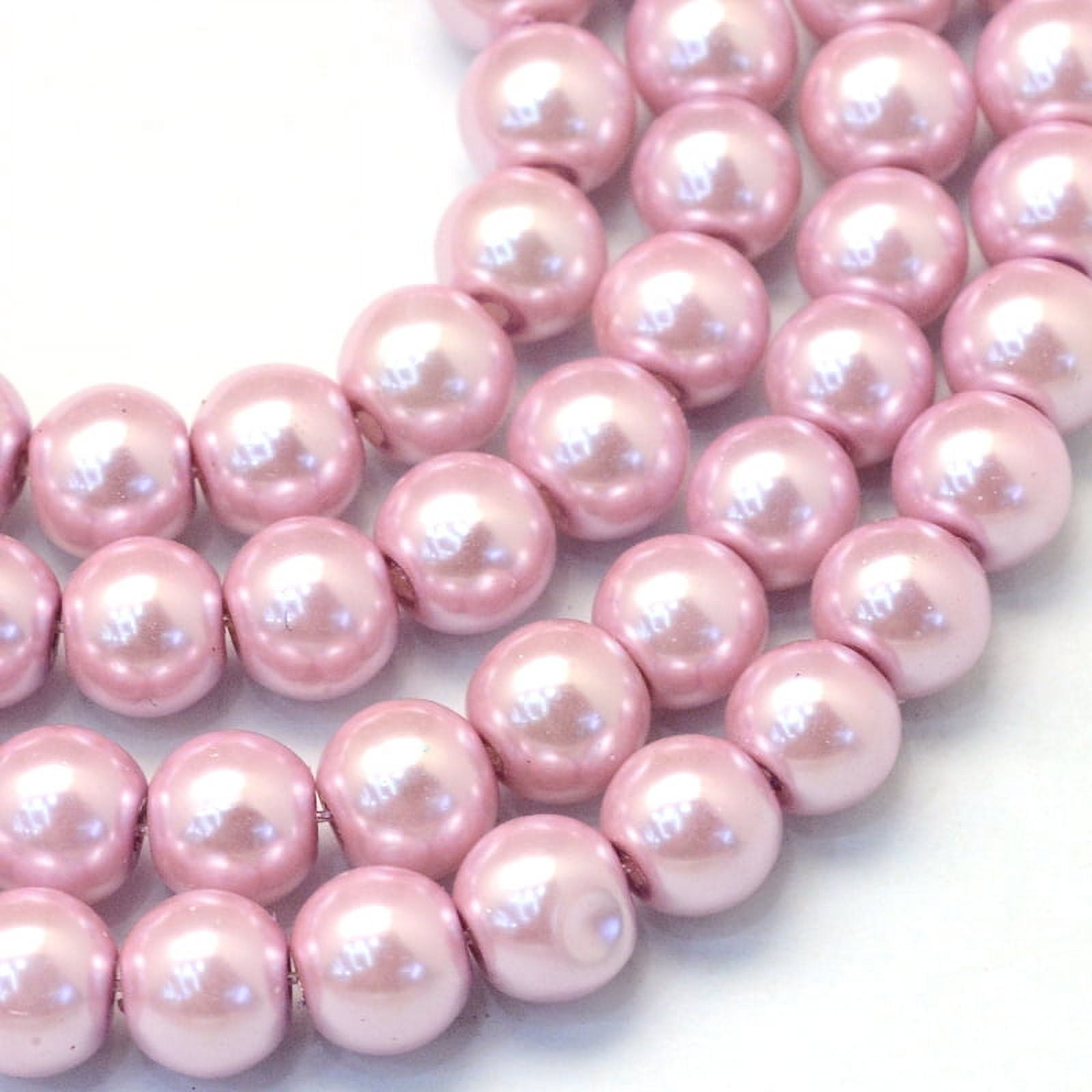 Baking Painted Pearlized Glass Pearl Round Bead Strands Flamingo 6~7mm Hole: 1mm 135~140pcs/strand 31.4 inch