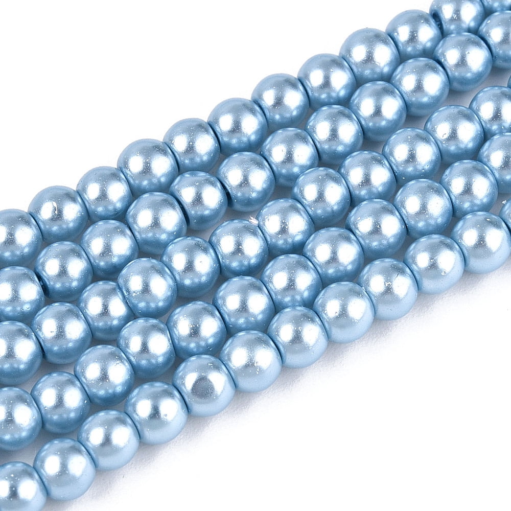 Baking Painted Pearlized Glass Pearl Round Bead Strands Light Sky Blue 4~5mm Hole: 1mm about 200~210pcs/strand 31.4 inch
