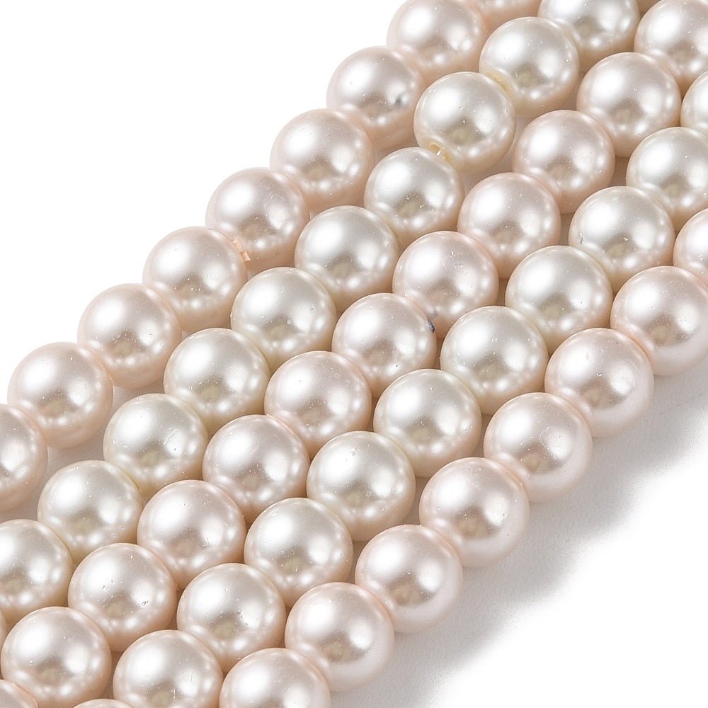 Baking Painted Pearlized Glass Pearl Round Bead Strands Old Lace 8mm Hole: 1mm 108~109pcs/strand 31.10~31.50''(79~80cm)