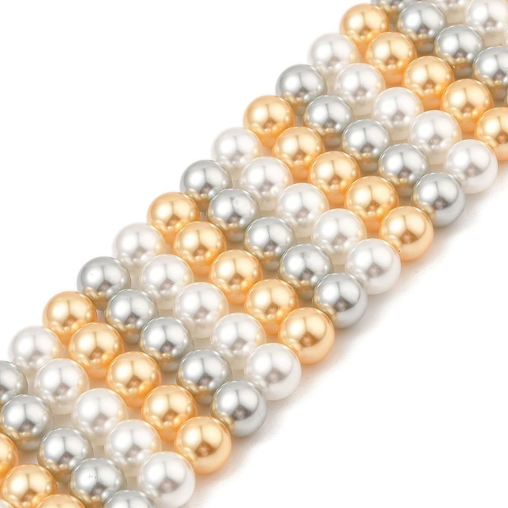 Baking Painted Pearlized Glass Pearl Round Bead Strands Orange 8mm Hole: 0.8mm 50pcs/strand 15.75''(40cm)