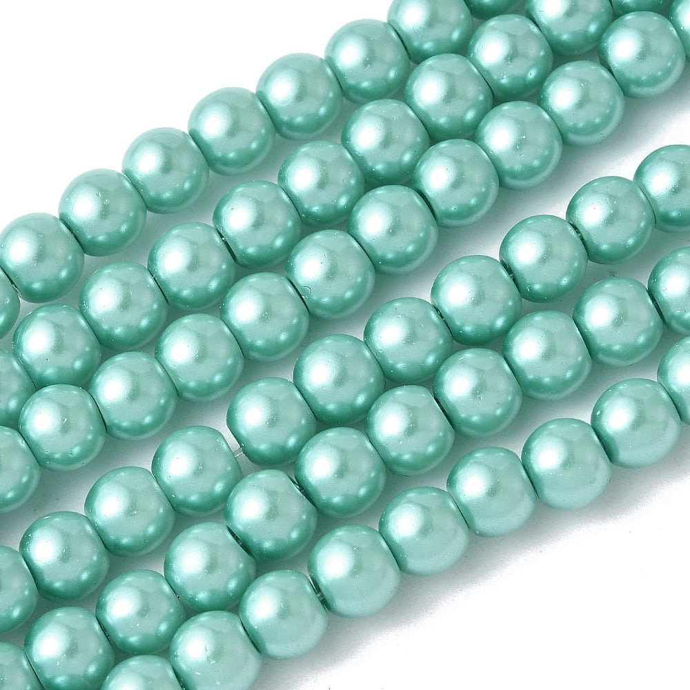 Baking Painted Pearlized Glass Pearl Round Bead Strands Turquoise 6mm Hole: 1.2mm about 147pcs/strand 31.10''(79cm)