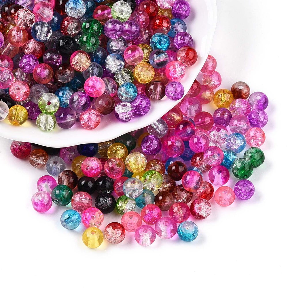 Baking Painted Transparent Glass Beads Round Mixed Color 6~6.5mm Hole: 1.2~1.6mm about 3105pcs/1000g