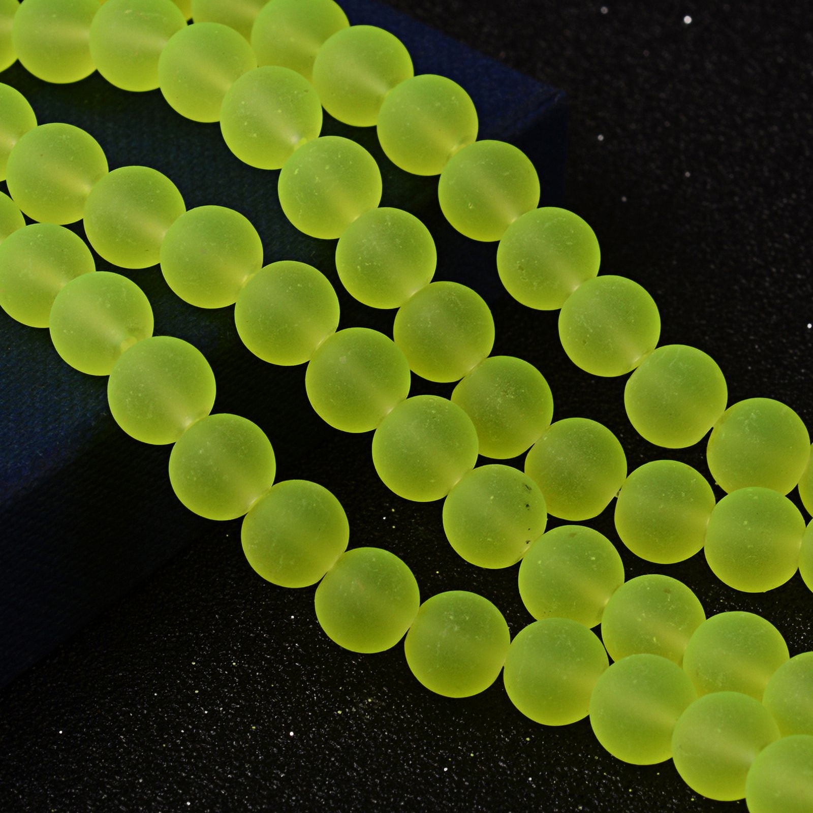 Baking Painted Transparent Glass Bead Strands Frosted Round Green Yellow 10mm Hole: 1.3~1.6mm 80pcs/strand 31.4 inch