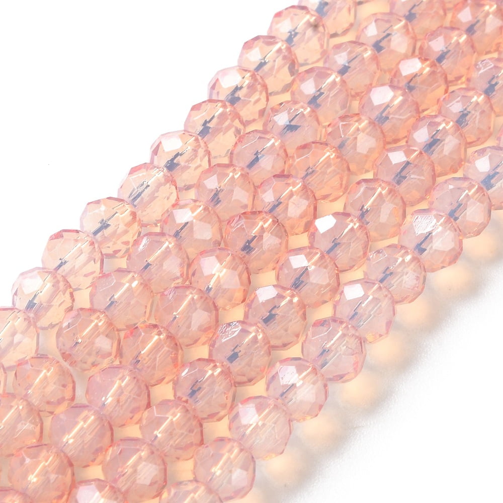 Baking Painted Transparent Glass Beads Strands Imitation Opalite Faceted Round Dark Salmon 6x5mm Hole: 1.3mm about 80~85pcs/strand 38~40cm