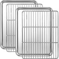 thumbnail image 1 of Baking Pan with Rack Set 4, 12" x 10" x 1", Stainless Steel Toaster Oven Baking Pan with Cooling Rack, Healthy & Non Toxic, Easy Clean& Mirror Finish, Dishwasher Safe - (2 Pans + 2 Racks), 1 of 7