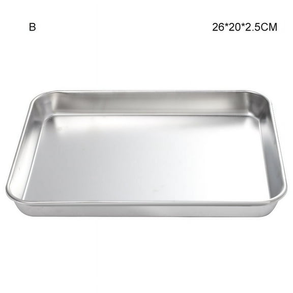 Baking Pan Set of 2, Stainless Steel Baking Tray Sheet Professional, Non Toxic & Healthy, Mirror Finish & Rust Free, Easy Clean & Dishwasher Safe 26*20*2.5cm suitable for 25*19*1.5cm grid