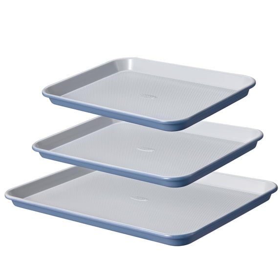 Baking Pan Set Carbon Steel Blue & Grey 3-Piece