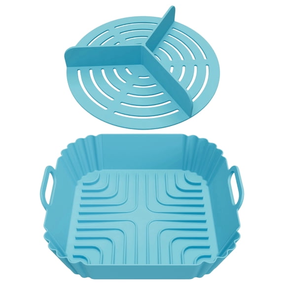 Baking Pan Set, Square Rectangle Air Fryer Tray with Handles Nonstick Roasting Sheet for Oven Kitchen Cookware Replacement Parts Baking Tools Set of 2 pc. Sky Blue