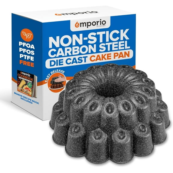 Baking Pan - Two-Layered Nonstick Gray Marble Coating, Aluminum Fluted Cake Pans, Oven Safe (Up To 450 F), Recipe Booklet Included, Marquise Pan, Gray