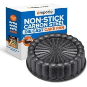 Baking Pan - Two-Layered Nonstick Gray Marble Coating, DieCast Aluminum Fluted Cake Pan, Oven Safe Up To 450  F, Recipe Booklet Included, Classic Pan, Gray