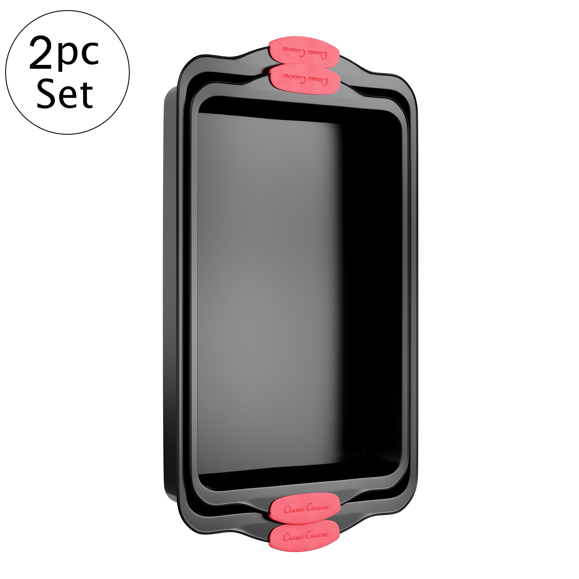 Baking Pans-2 Piece Nonstick Rectangular Cookware Set, Silicone Grip ...