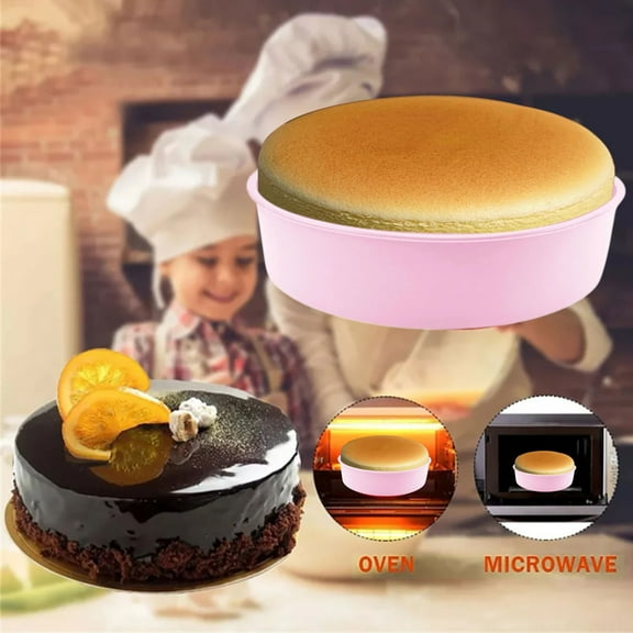 Baking Pans Roasting Pan Round Baking Circle Cake Pan Birthday Cakes Round Silicone Baking Mini Bakeware Pan Cake Pan Baking Single/ 8-Inch Pink Cake Mold