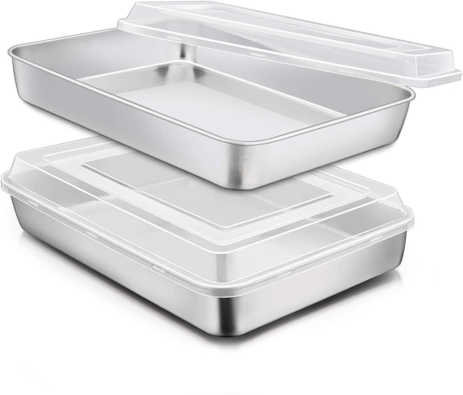 Baking Pans Set of 2, 12.4” x 9.6” x 2” Stainless Steel Rectangular ...