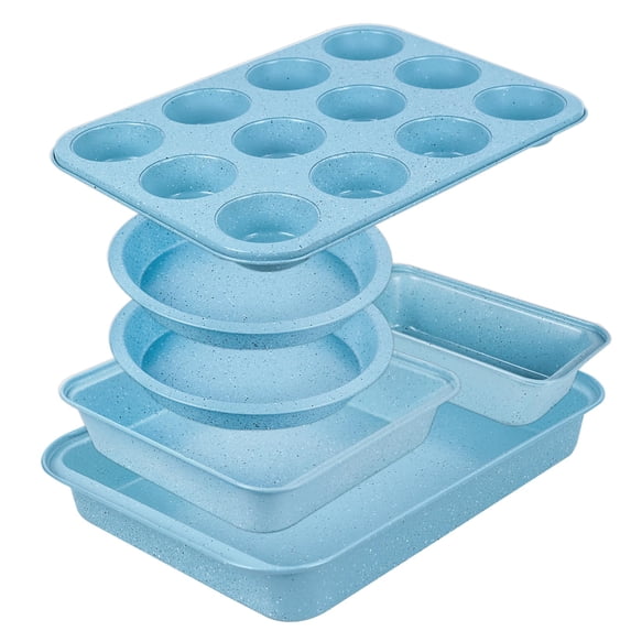 Baking Pans Set Non-Stick Carbon Steel Blue 6-Piece Oven Safe Bakeware