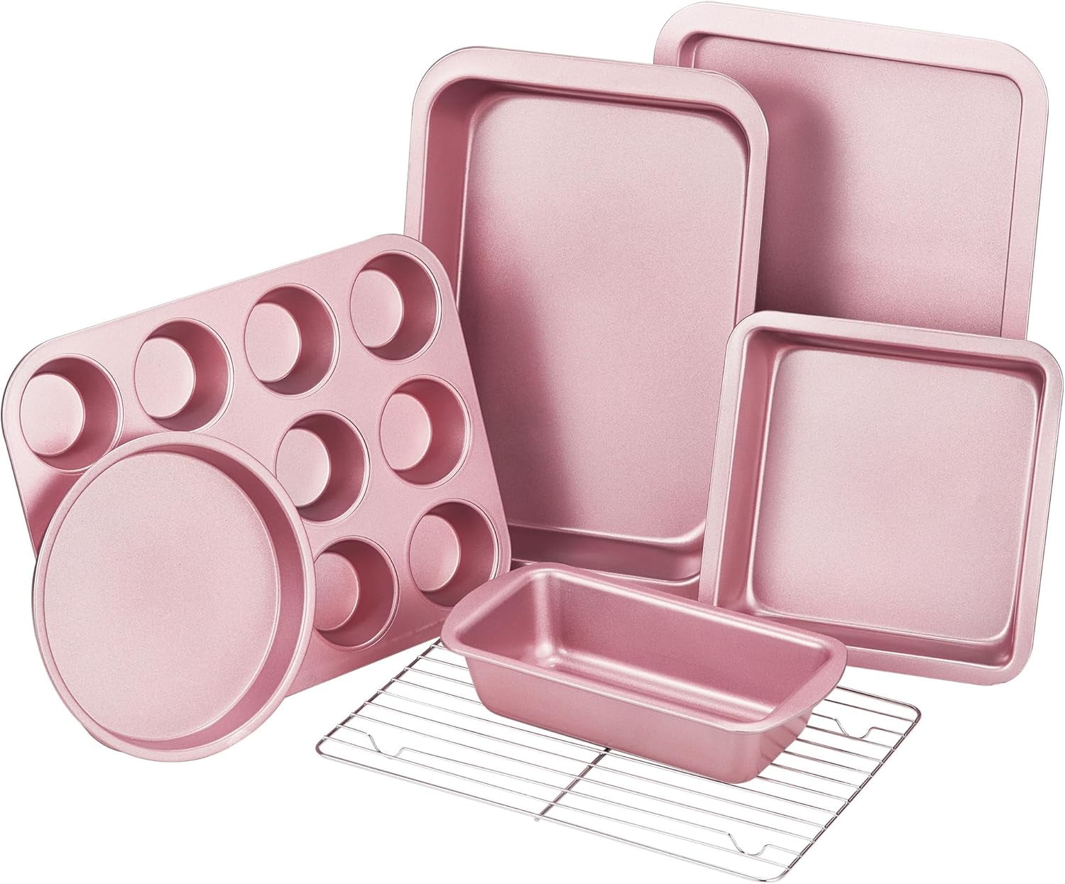 Baking Pans Sets, Nonstick Bakeware Sets 7-Piece with Round/Square Cake ...