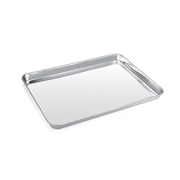 Baking Pans Stainless Steel Sheet Cake Pan for Oven,Rectangle Bakeware Set for Cake Lasagna Brownie Casserole Cookie, Non-toxic & Healthy, Dishwasher Safe,10*8*1 inch,1 Pack