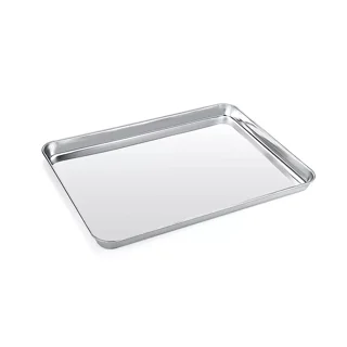 Set of 2 Baking Cookie Sheets for Oven, Healthy 304 Stainless Steel Baking  Pan, Rectangular Baking Tray, Dishwasher Safe Oven Pan 14.2 x 10.6 x0.8