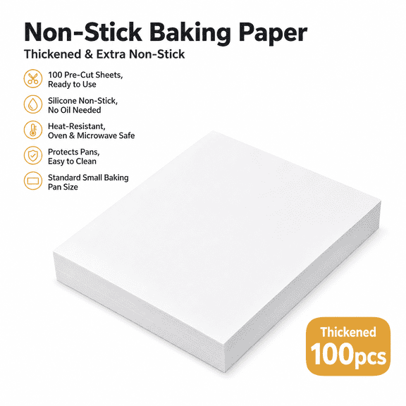 Baking Parchment Paper 100 Sheets, 9.4 x 14.2 Inch Precut Non Stick Silicone Liner, Heat Resistant Oven Cookie Sheet Pan Paper for Baking Cooking