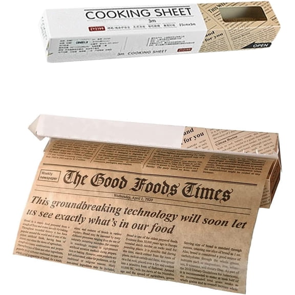 Baking Parchment Paper Roll Non Stick Baking Paper Newspaper Printing Design Food Wrapping Paper for Baking Cookies Bread Pizza Meat and Vegetables